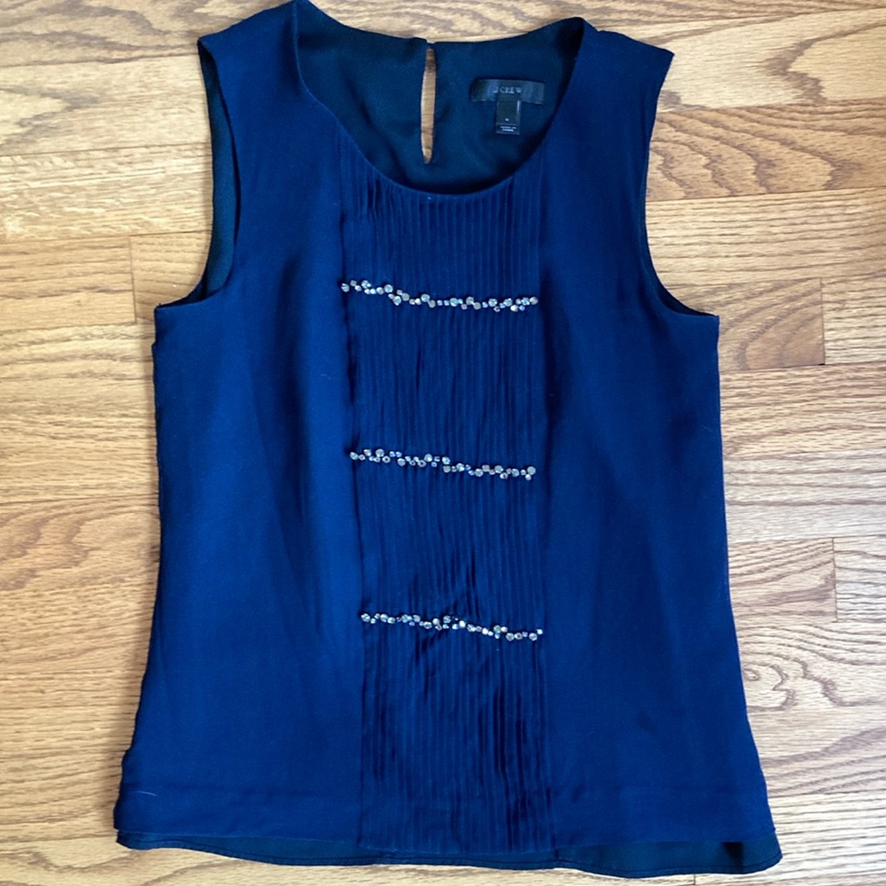 Jcrew silk top with jewel accent